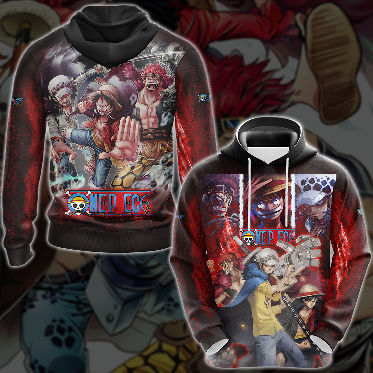One Piece Luffy Kid Law Anime Manga 3D All Over Print T-shirt Tank Top Zip Hoodie Pullover Hoodie Hawaiian Shirt Beach Shorts Jogger Hoodie