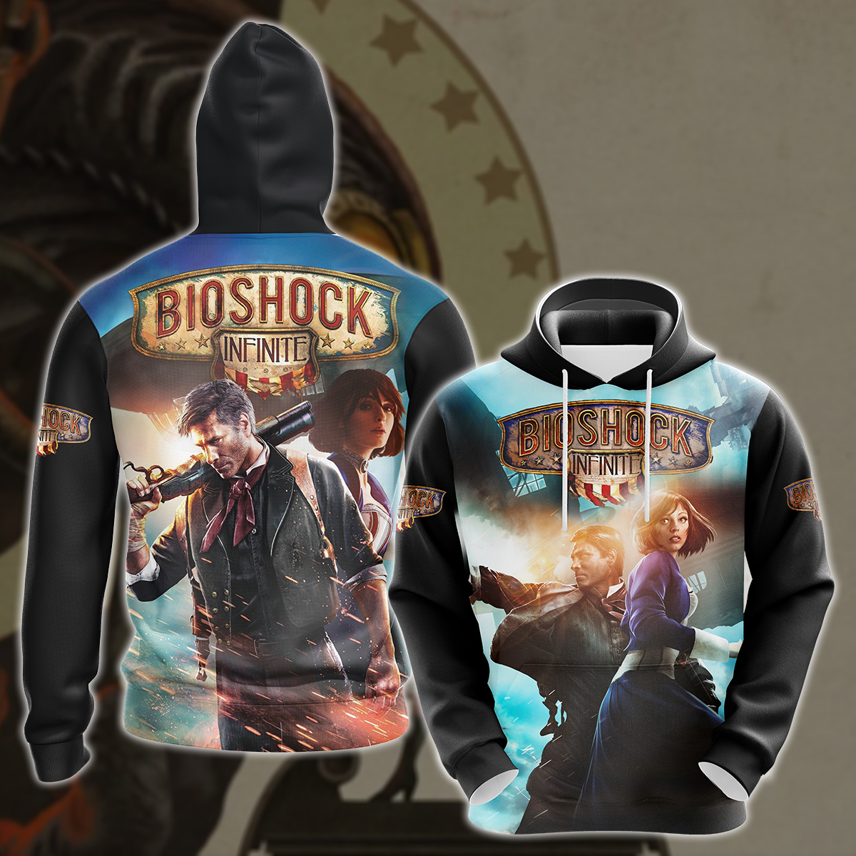 Bioshock Infinite Video Game All Over Printed T-shirt Tank Top Zip Hoodie Pullover Hoodie Hawaiian Shirt Beach Shorts Joggers Hoodie