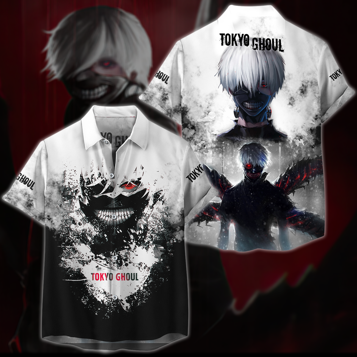 Tokyo Ghoul Anime Anime Manga 3D All Over Printed T-shirt Tank Top Zip Hoodie Pullover Hoodie Hawaiian Shirt Beach Shorts Jogger Hawaiian Shirt