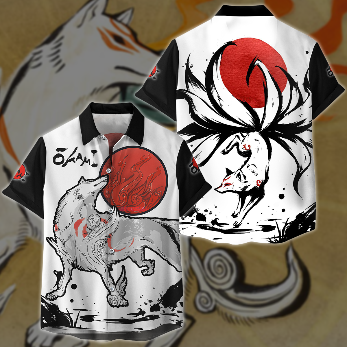 Okami Fox Video Game 3D All Over Printed T-shirt Tank Top Zip Hoodie Pullover Hoodie Hawaiian Shirt Beach Shorts Jogger Hawaiian Shirt