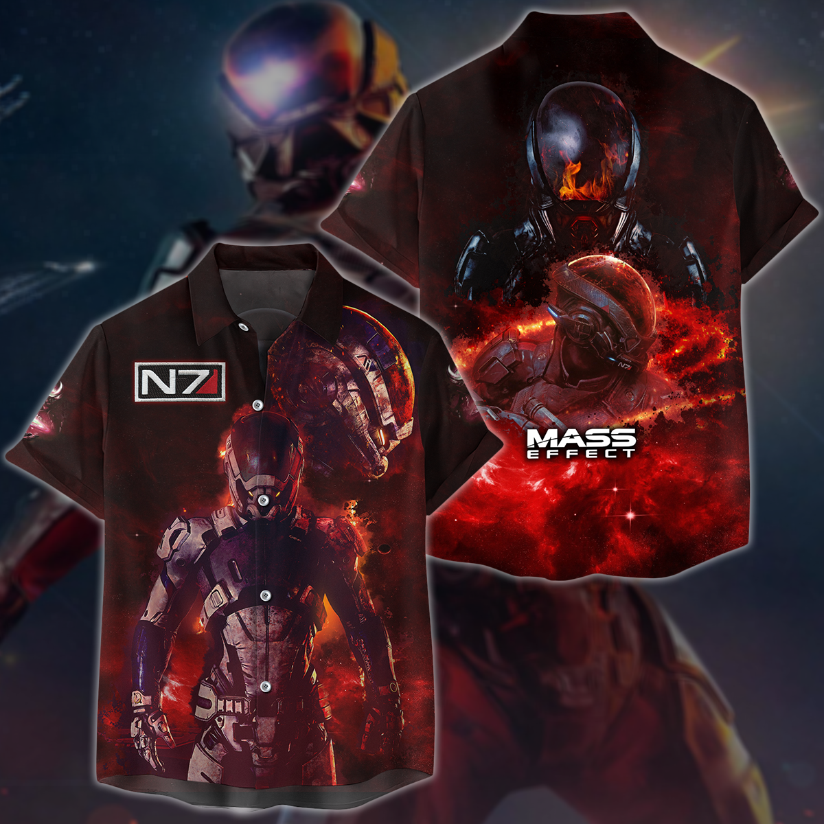 Mass Effect Video Game 3D All Over Printed T-shirt Tank Top Zip Hoodie Pullover Hoodie Hawaiian Shirt Beach Shorts Jogger Hawaiian Shirt