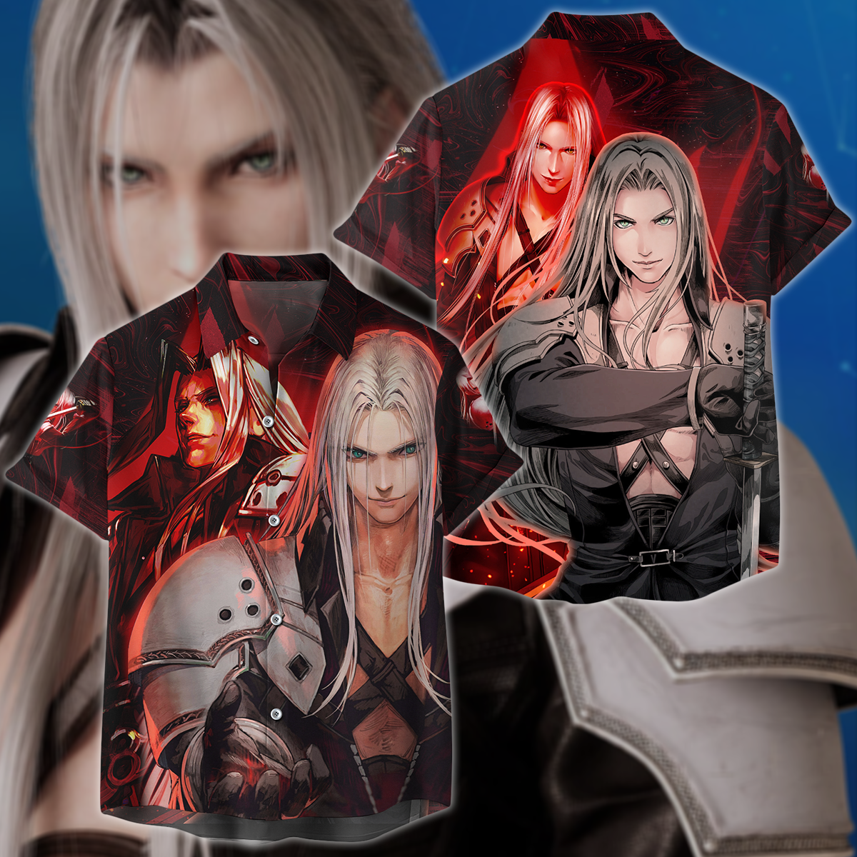 Final Fantasy VII Sephiroth Video Game 3D All Over Print T-shirt Tank Top Zip Hoodie Pullover Hoodie Hawaiian Shirt Beach Shorts Jogger Hawaiian Shirt