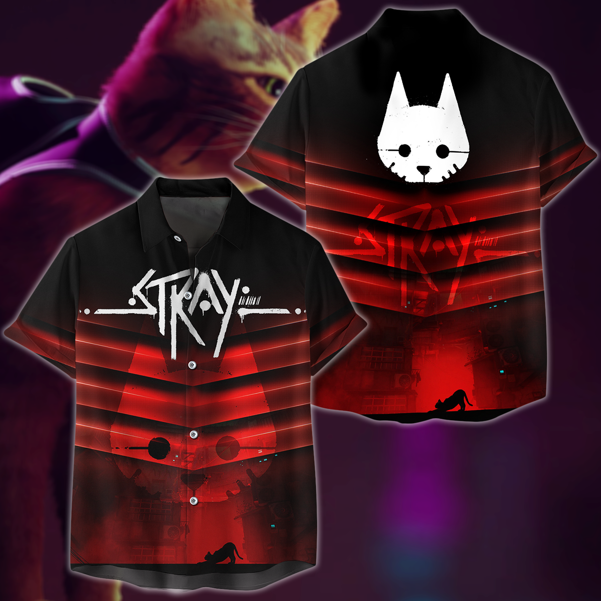 Stray Video Game 3D All Over Print T-shirt Tank Top Zip Hoodie Pullover Hoodie Hawaiian Shirt Beach Shorts Jogger Hawaiian Shirt