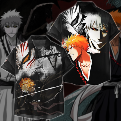 Bleach Kurosaki x Shirosaki Anime 3D All Over Print T-shirt Tank Top Zip Hoodie Pullover Hoodie Hawaiian Shirt Beach Shorts Jogger Hawaiian Shirt