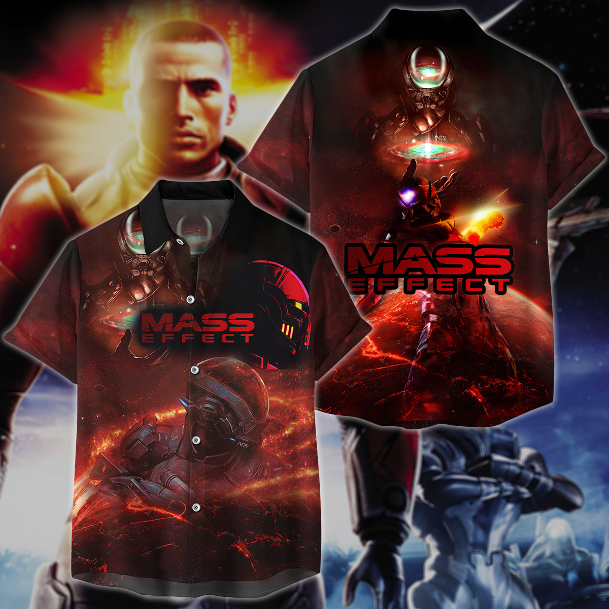 Mass Effect Video Game 3D All Over Print T-shirt Tank Top Zip Hoodie Pullover Hoodie Hawaiian Shirt Beach Shorts Jogger Hawaiian Shirt