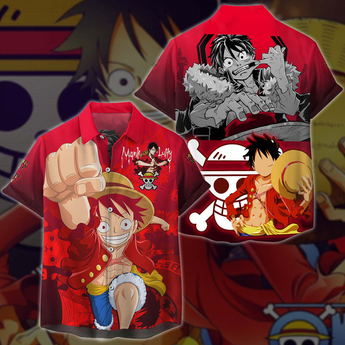 One Piece Monkey D. Luffy Anime Manga 3D All Over Print T-shirt Tank Top Zip Hoodie Pullover Hoodie Hawaiian Shirt Beach Shorts Jogger Hawaiian Shirt