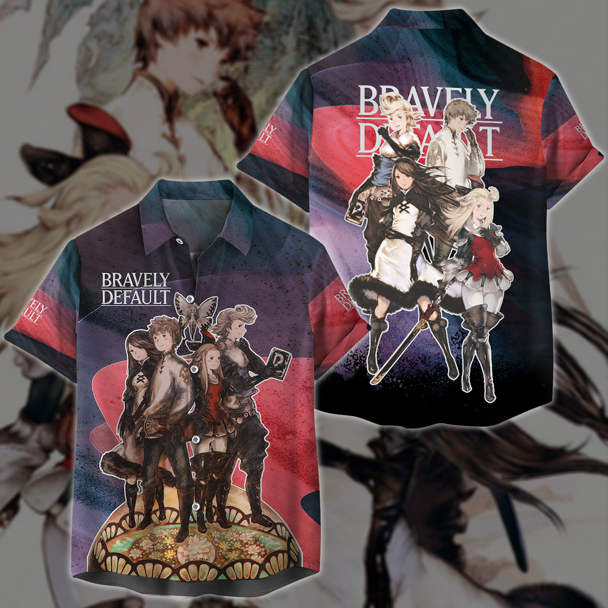 Bravely Default Video Game 3D All Over Printed T-shirt Tank Top Zip Hoodie Pullover Hoodie Hawaiian Shirt Beach Shorts Jogger Hawaiian Shirt