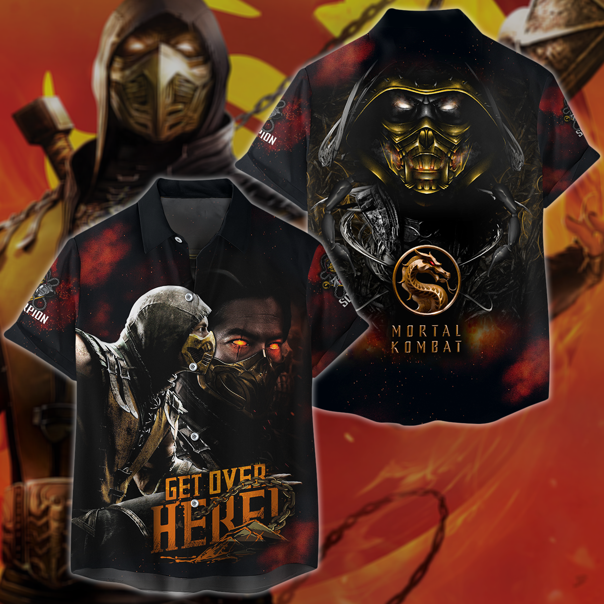 Mortal Kombat: Scorpion 3D All Over Print T-shirt Tank Top Zip Hoodie Pullover Hoodie Hawaiian Shirt Beach Shorts Jogger Hawaiian Shirt