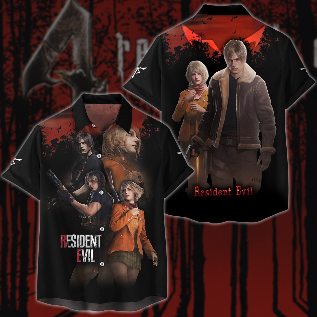 Resident Evil: Leon & Ashley Video Game 3D All Over Printed T-shirt Tank Top Zip Hoodie Pullover Hoodie Hawaiian Shirt Beach Shorts Jogger Hawaiian Shirt