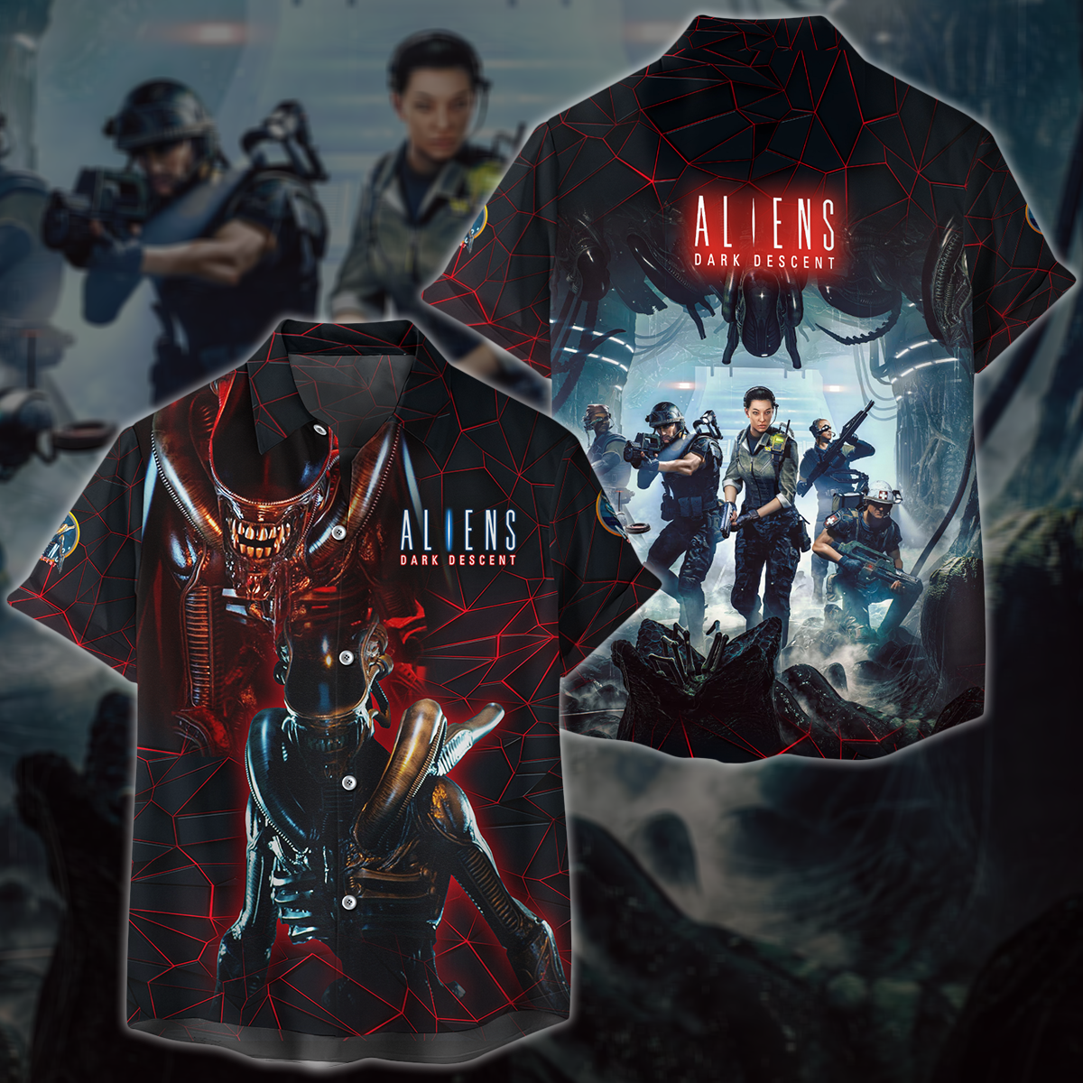 Aliens: Dark Descent Video Game 3D All Over Printed T-shirt Tank Top Zip Hoodie Pullover Hoodie Hawaiian Shirt Beach Shorts Jogger Hawaiian Shirt