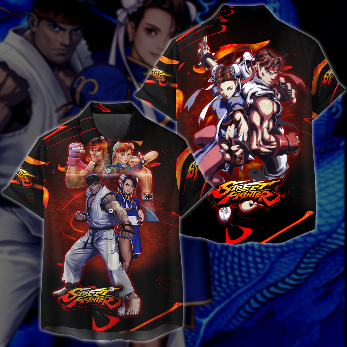 Street Fighter: Ryu & Chun-Li Video Game 3D All Over Printed T-shirt Tank Top Zip Hoodie Pullover Hoodie Hawaiian Shirt Beach Shorts Jogger Hawaiian Shirt