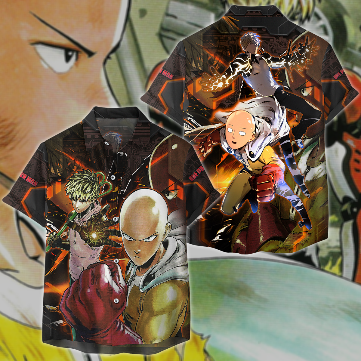 One Punch Man Saitama & Genos 3D All Over Print T-shirt Tank Top Zip Hoodie Pullover Hoodie Hawaiian Shirt Beach Shorts Jogger Hawaiian Shirt
