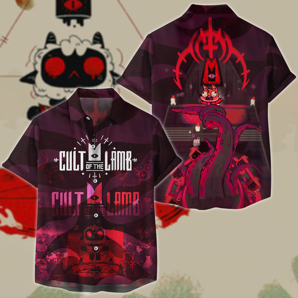 Cult of the Lamb Video Game 3D All Over Print T-shirt Tank Top Zip Hoodie Pullover Hoodie Hawaiian Shirt Beach Shorts Jogger Hawaiian Shirt