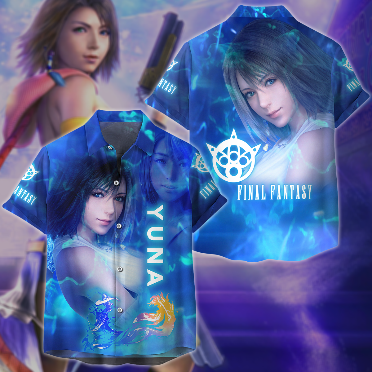 Final Fantasy X Yuna Video Game 3D All Over Print T-shirt Tank Top Zip Hoodie Pullover Hoodie Hawaiian Shirt Beach Shorts Jogger Hawaiian Shirt