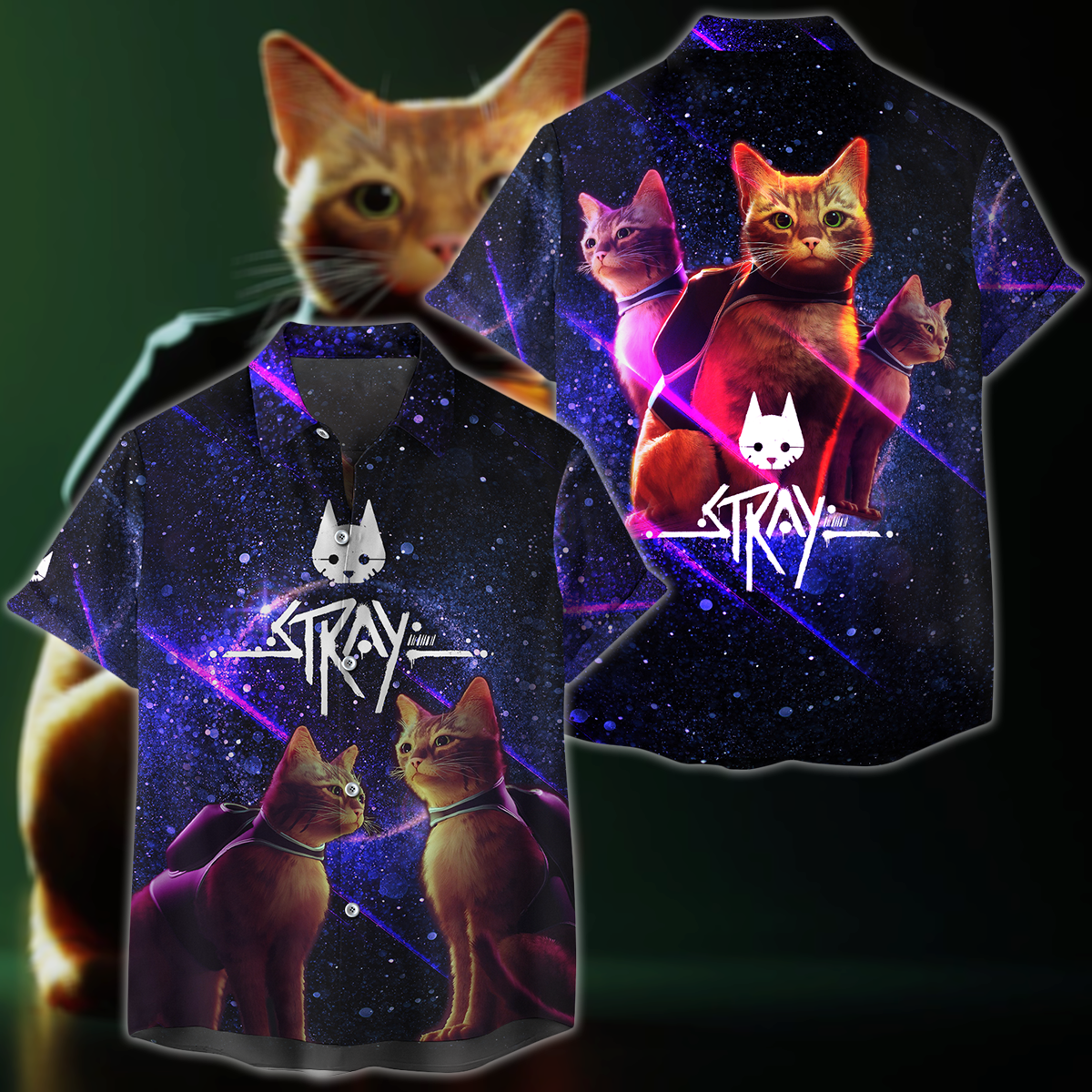 Stray Video Game 3D All Over Print T-shirt Tank Top Zip Hoodie Pullover Hoodie Hawaiian Shirt Beach Shorts Jogger Hawaiian Shirt