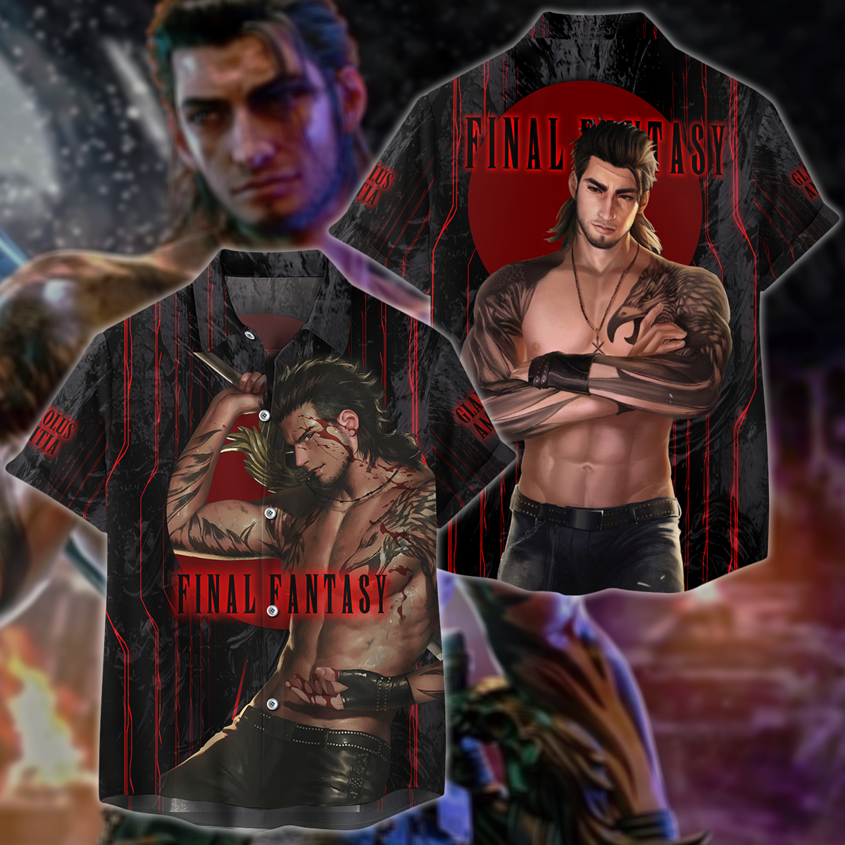 Final Fantasy XV Gladiolus Amicitia Video Game 3D All Over Print T-shirt Tank Top Zip Hoodie Pullover Hoodie Hawaiian Shirt Beach Shorts Jogger Hawaiian Shirt
