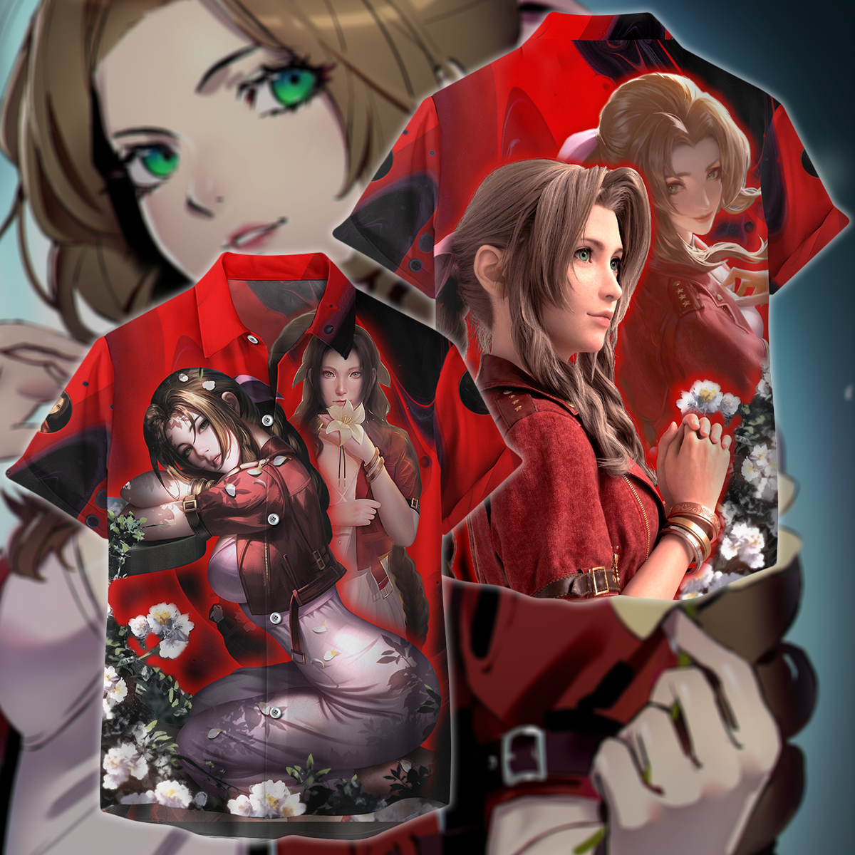 Final Fantasy VII Aerith Gainsborough Video Game 3D All Over Print T-shirt Tank Top Zip Hoodie Pullover Hoodie Hawaiian Shirt Beach Shorts Jogger Hawaiian Shirt