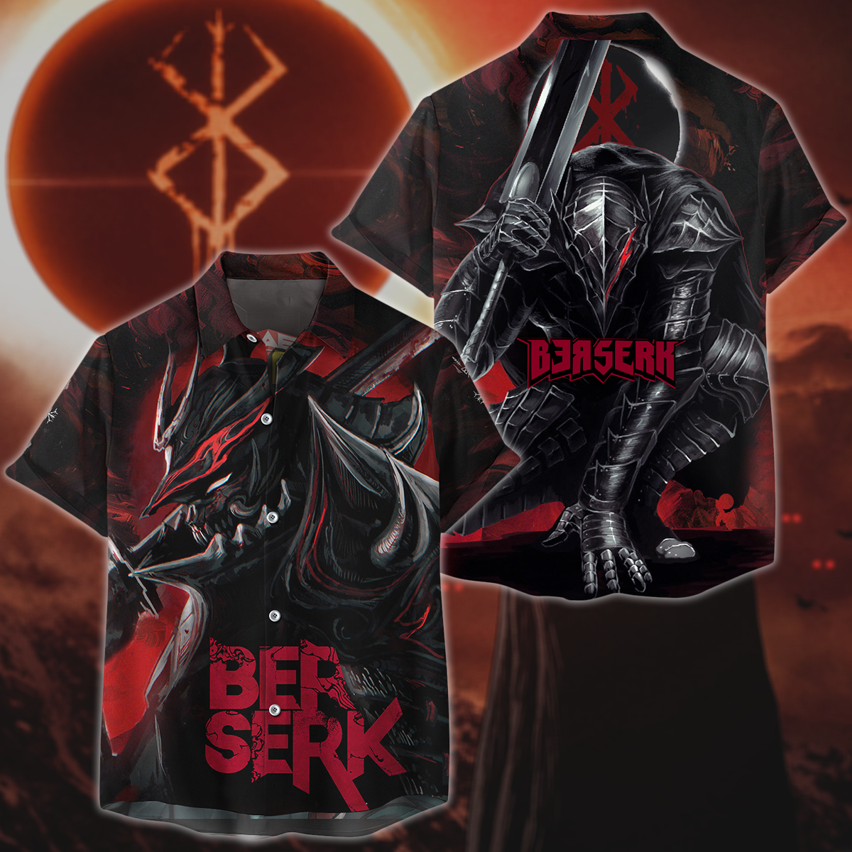 Berserk Manga All Over Print T-shirt Tank Top Zip Hoodie Pullover Hoodie Hawaiian Shirt Beach Shorts Jogger Hawaiian Shirt