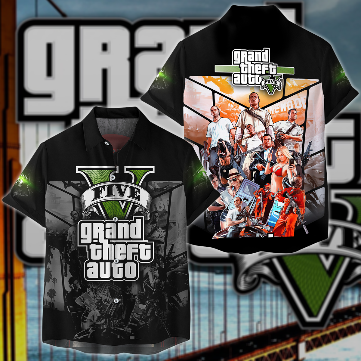 GTA Grand Theft Auto V Video Game 3D All Over Print T-shirt Tank Top Zip Hoodie Pullover Hoodie Hawaiian Shirt Beach Shorts Jogger Hawaiian Shirt