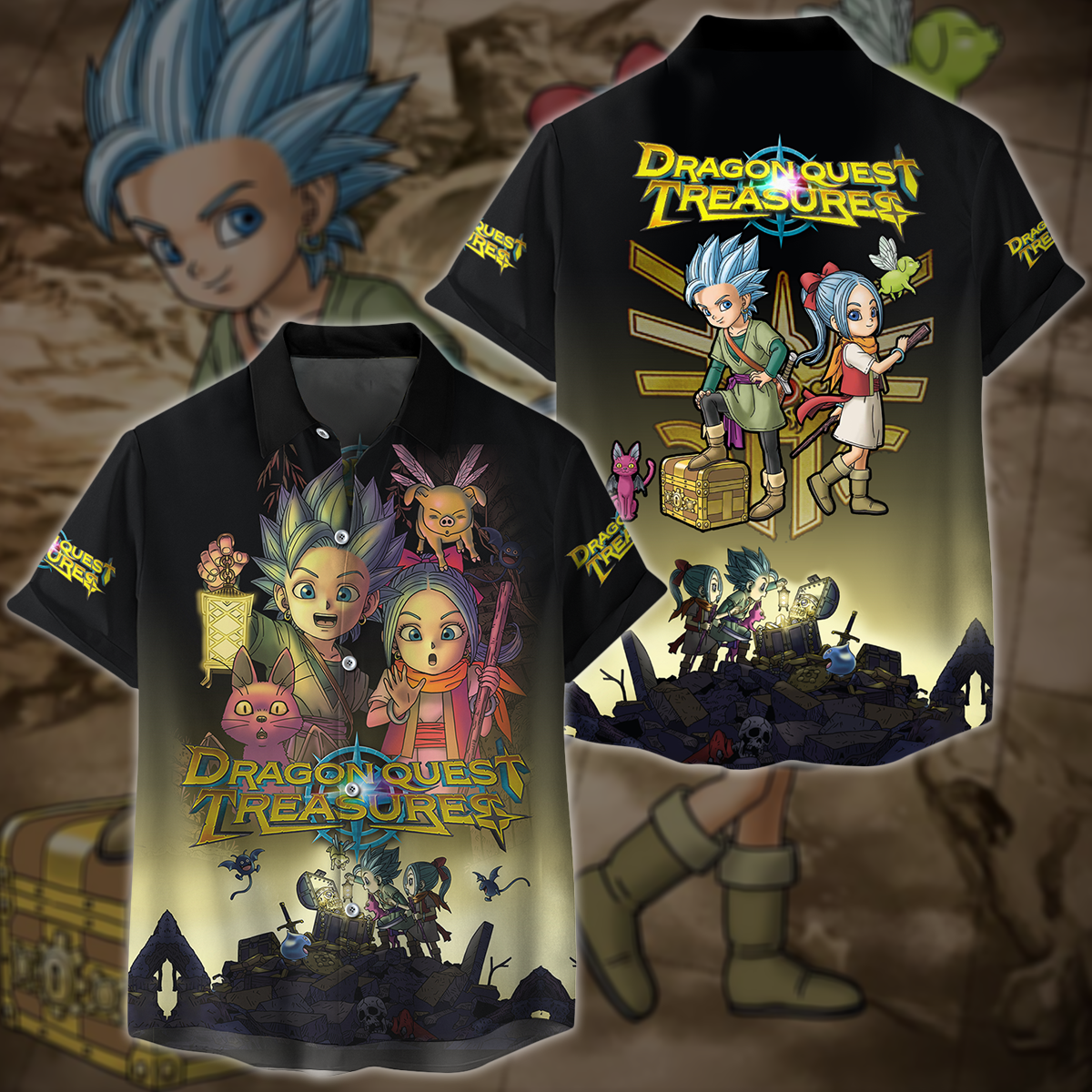 Dragon Quest Treasures Video Game 3D All Over Printed T-shirt Tank Top Zip Hoodie Pullover Hoodie Hawaiian Shirt Beach Shorts Jogger Hawaiian Shirt
