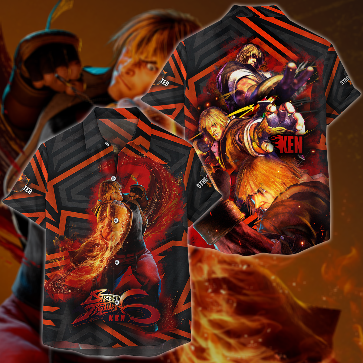Street Fighter 6 Ken Video Game 3D All Over Printed T-shirt Tank Top Zip Hoodie Pullover Hoodie Hawaiian Shirt Beach Shorts Jogger Hawaiian Shirt