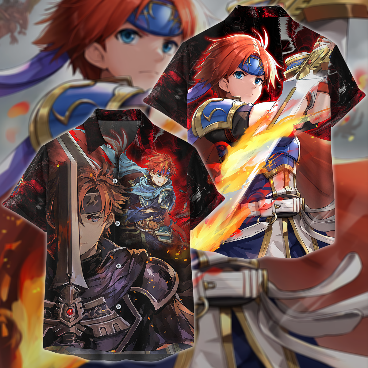 Fire Emblem Roy Video Game 3D All Over Print T-shirt Tank Top Zip Hoodie Pullover Hoodie Hawaiian Shirt Beach Shorts Jogger Hawaiian Shirt