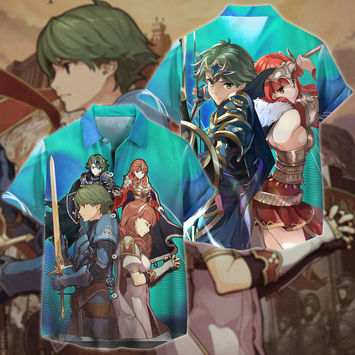 Fire Emblem Alm & Celica Video Game 3D All Over Print T-shirt Tank Top Zip Hoodie Pullover Hoodie Hawaiian Shirt Beach Shorts Jogger Hawaiian Shirt