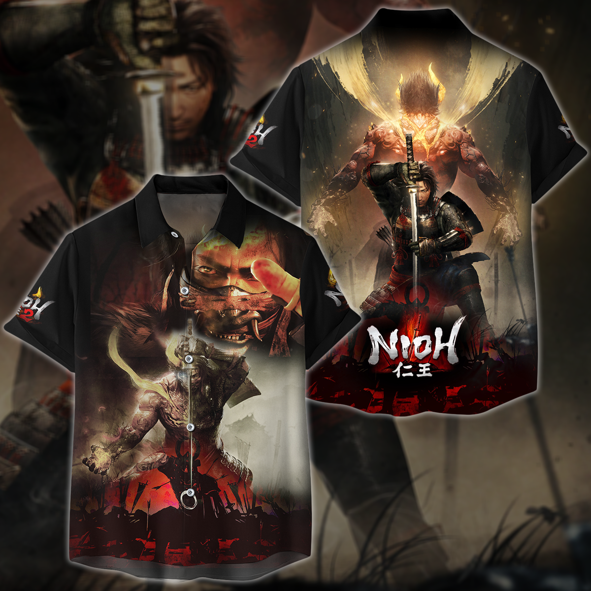 Nioh 2 Video Game 3D All Over Printed T-shirt Tank Top Zip Hoodie Pullover Hoodie Hawaiian Shirt Beach Shorts Jogger Hawaiian Shirt