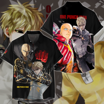 One Punch Man Saitama x Genos Anime Manga 3D All Over Print T-shirt Tank Top Zip Hoodie Pullover Hoodie Hawaiian Shirt Beach Shorts Jogger Hawaiian Shirt