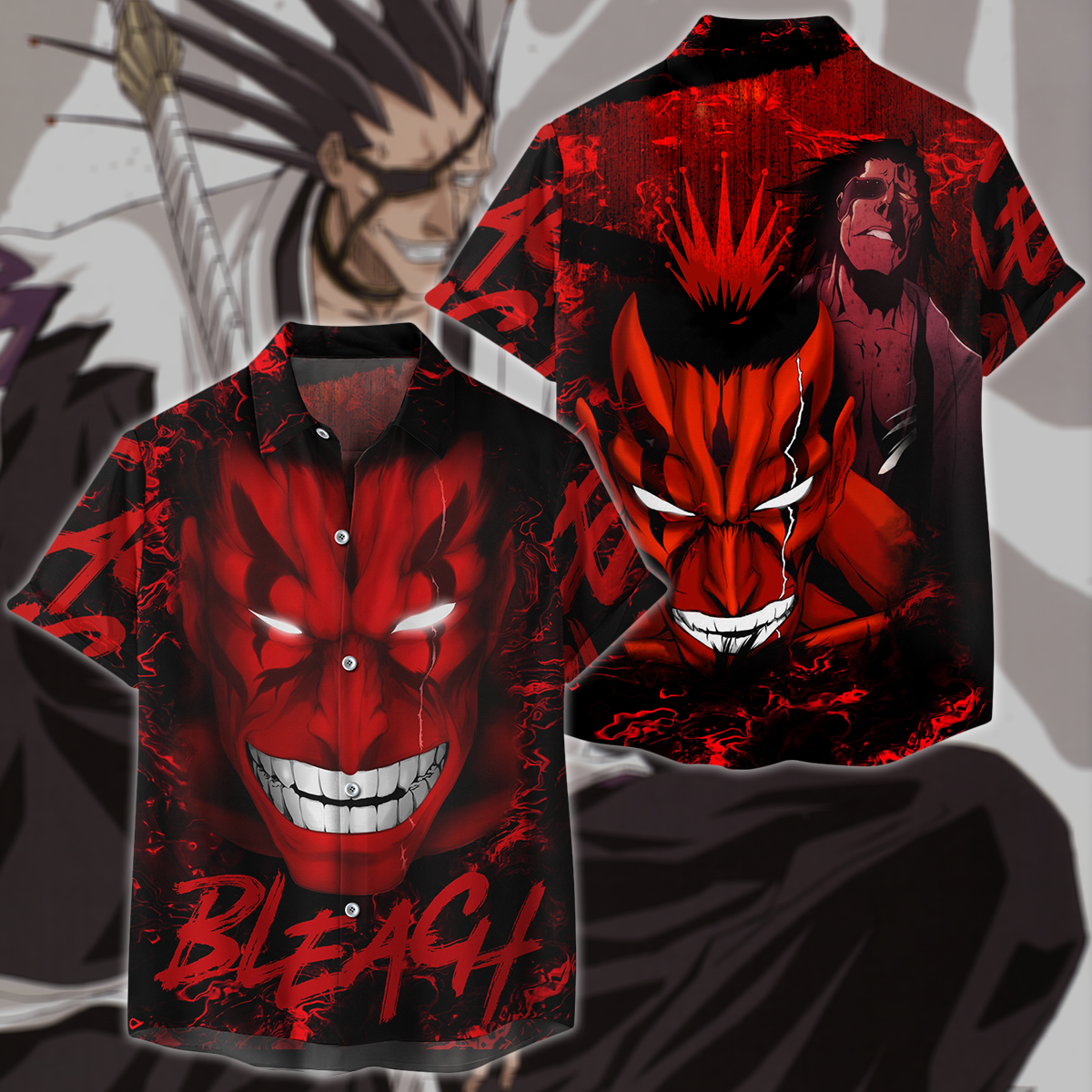 Bleach Kenpachi Zaraki Anime Manga 3D All Over Print T-shirt Tank Top Zip Hoodie Pullover Hoodie Hawaiian Shirt Beach Shorts Jogger Hawaiian Shirt
