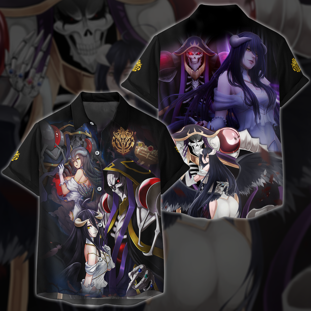 Overlord Ainz Ooal Gown and Albedo Anime Manga 3D All Over Print T-shirt Tank Top Zip Hoodie Pullover Hoodie Hawaiian Shirt Beach Shorts Jogger Hawaiian Shirt