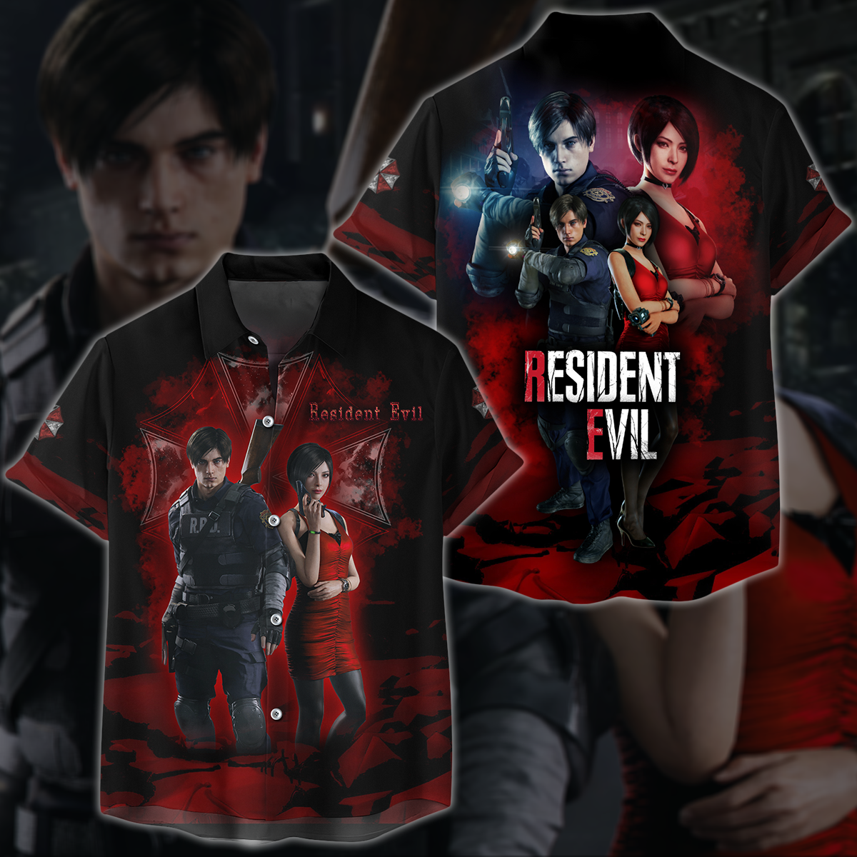 Resident Evil: Ada Wong & Leon Kennedy Video Game 3D All Over Printed T-shirt Tank Top Zip Hoodie Pullover Hoodie Hawaiian Shirt Beach Shorts Jogger Hawaiian Shirt