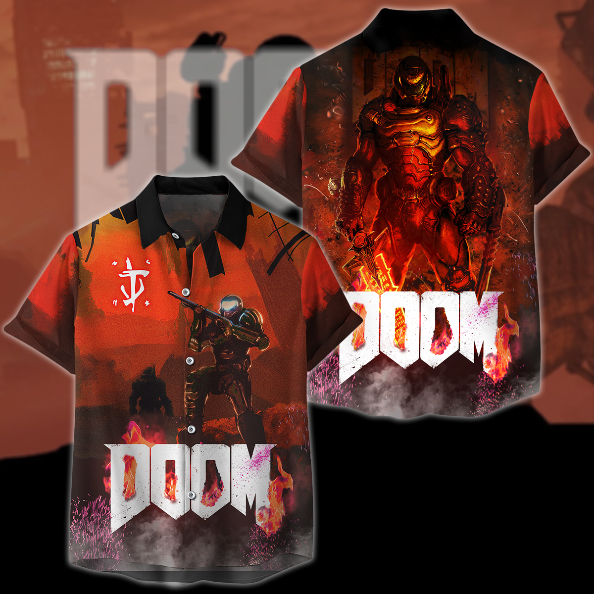 Doom Video Game 3D All Over Print T-shirt Tank Top Zip Hoodie Pullover Hoodie Hawaiian Shirt Beach Shorts Jogger Hawaiian Shirt