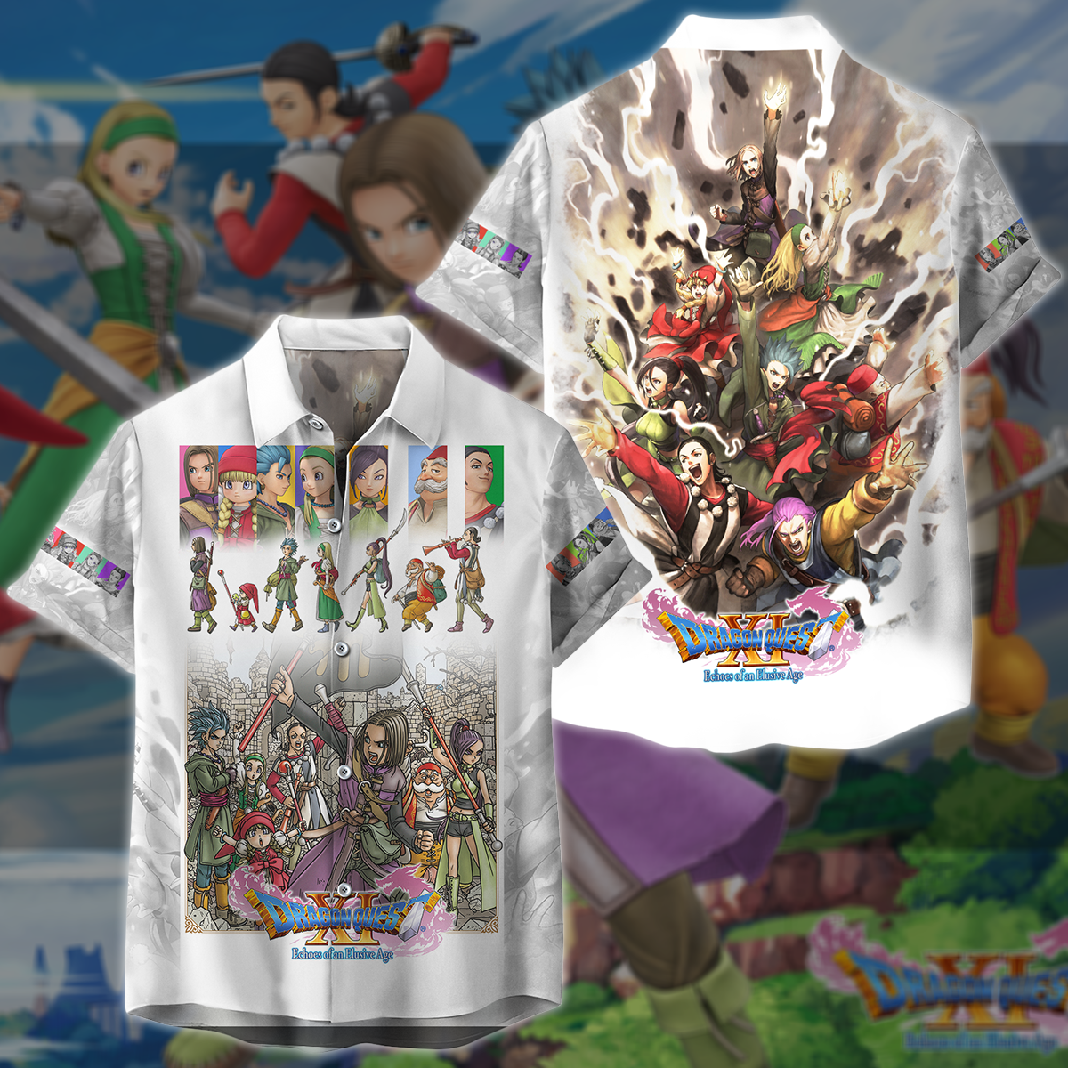Dragon Quest XI Video Game 3D All Over Printed T-shirt Tank Top Zip Hoodie Pullover Hoodie Hawaiian Shirt Beach Shorts Jogger Hawaiian Shirt