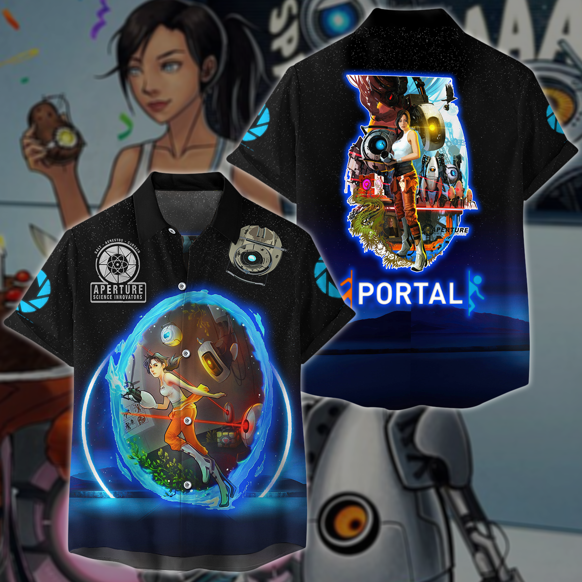 Portal Video Game 3D All Over Printed T-shirt Tank Top Zip Hoodie Pullover Hoodie Hawaiian Shirt Beach Shorts Jogger Hawaiian Shirt