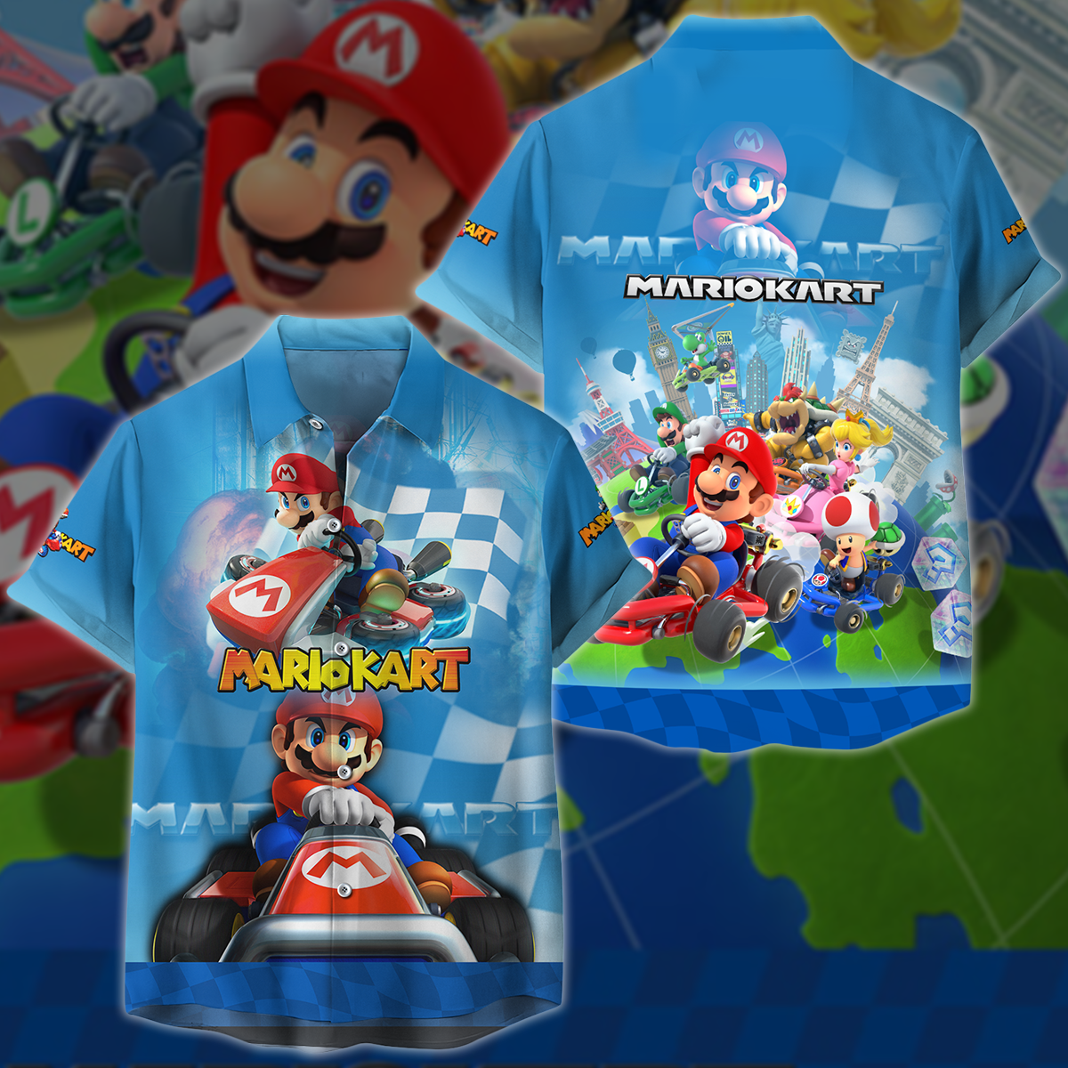 Mario Kart Video Game 3D All Over Printed T-shirt Tank Top Zip Hoodie Pullover Hoodie Hawaiian Shirt Beach Shorts Jogger Hawaiian Shirt