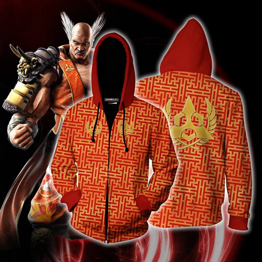 Tekken Heihachi Mishima Cosplay Zip Up Hoodie Jacket XS  