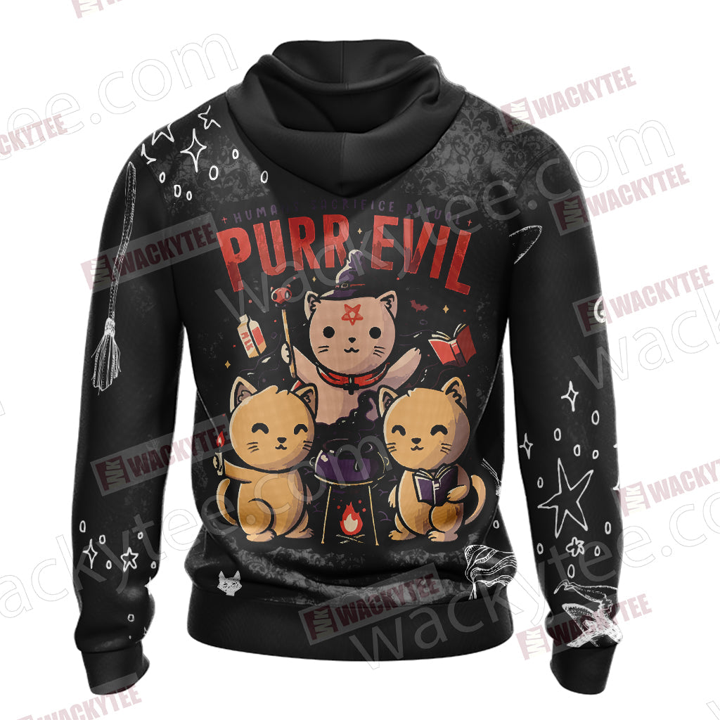 Humans Sacrifice Ritual Purr Evil Cat Unisex 3D T-shirt