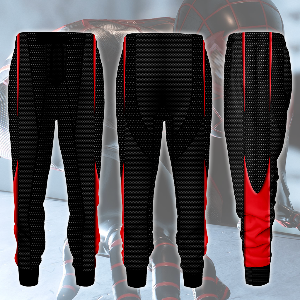 Spider-Man 2 Miles Morales T.R.A.C.K Black Suit Cosplay Video Game All Over Printed T-shirt Tank Top Zip Hoodie Pullover Hoodie Hawaiian Shirt Beach Shorts Joggers Joggers