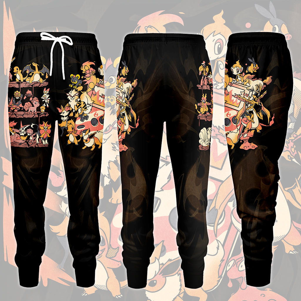 Pokemon Fire Type Club Video Game All Over Printed T-shirt Tank Top Zip Hoodie Pullover Hoodie Hawaiian Shirt Beach Shorts Joggers