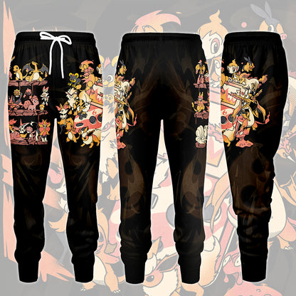 Pokemon Fire Type Club Video Game All Over Printed T-shirt Tank Top Zip Hoodie Pullover Hoodie Hawaiian Shirt Beach Shorts Joggers