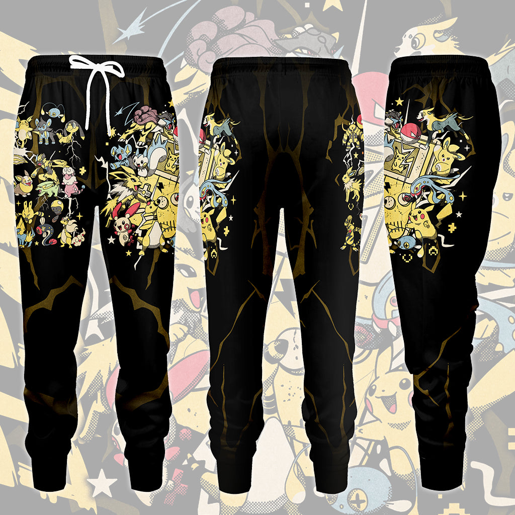 Pokemon Electric Type Club Video Game All Over Printed T-shirt Tank Top Zip Hoodie Pullover Hoodie Hawaiian Shirt Beach Shorts Joggers