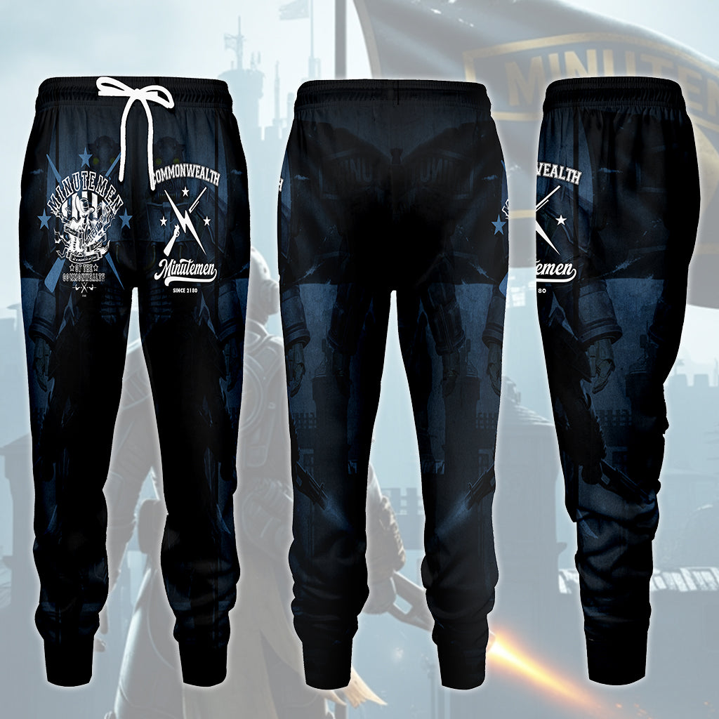 Fallout Commonwealth Minutemen Video Game All Over Printed T-shirt Tank Top Zip Hoodie Pullover Hoodie Hawaiian Shirt Beach Shorts Joggers