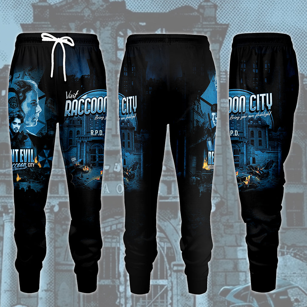 Resident Evil 'Visit Raccoon City' Video Game MAll Over Printed T-shirt Tank Top Zip Hoodie Pullover Hoodie Hawaiian Shirt Beach Shorts Joggers Joggers