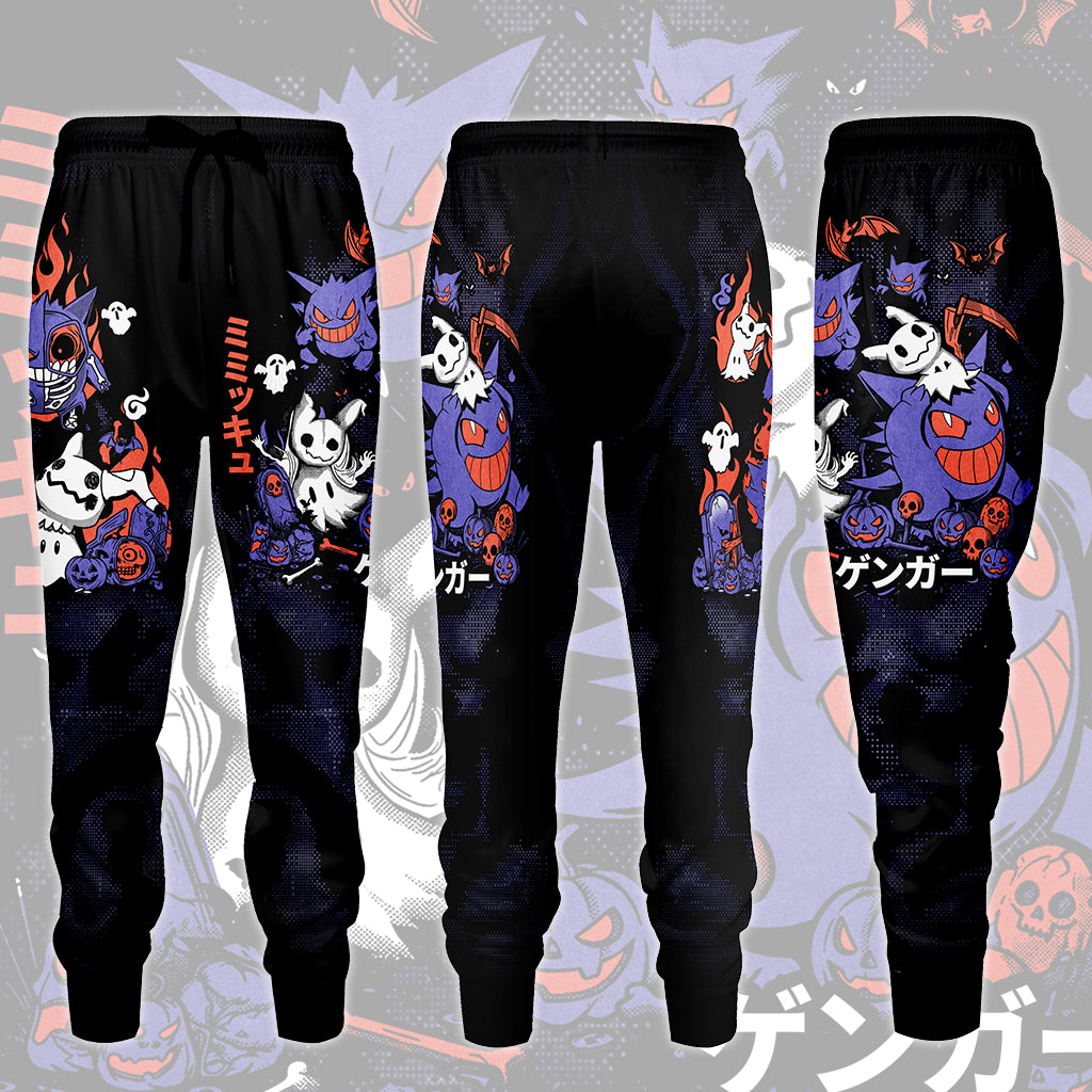 Pokemon Gengar & Mimikyu Halloween Style Video Game All Over Printed T-shirt Tank Top Zip Hoodie Pullover Hoodie Hawaiian Shirt Beach Shorts Joggers