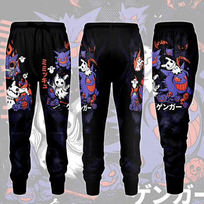 Pokemon Gengar & Mimikyu Halloween Style Video Game All Over Printed T-shirt Tank Top Zip Hoodie Pullover Hoodie Hawaiian Shirt Beach Shorts Joggers