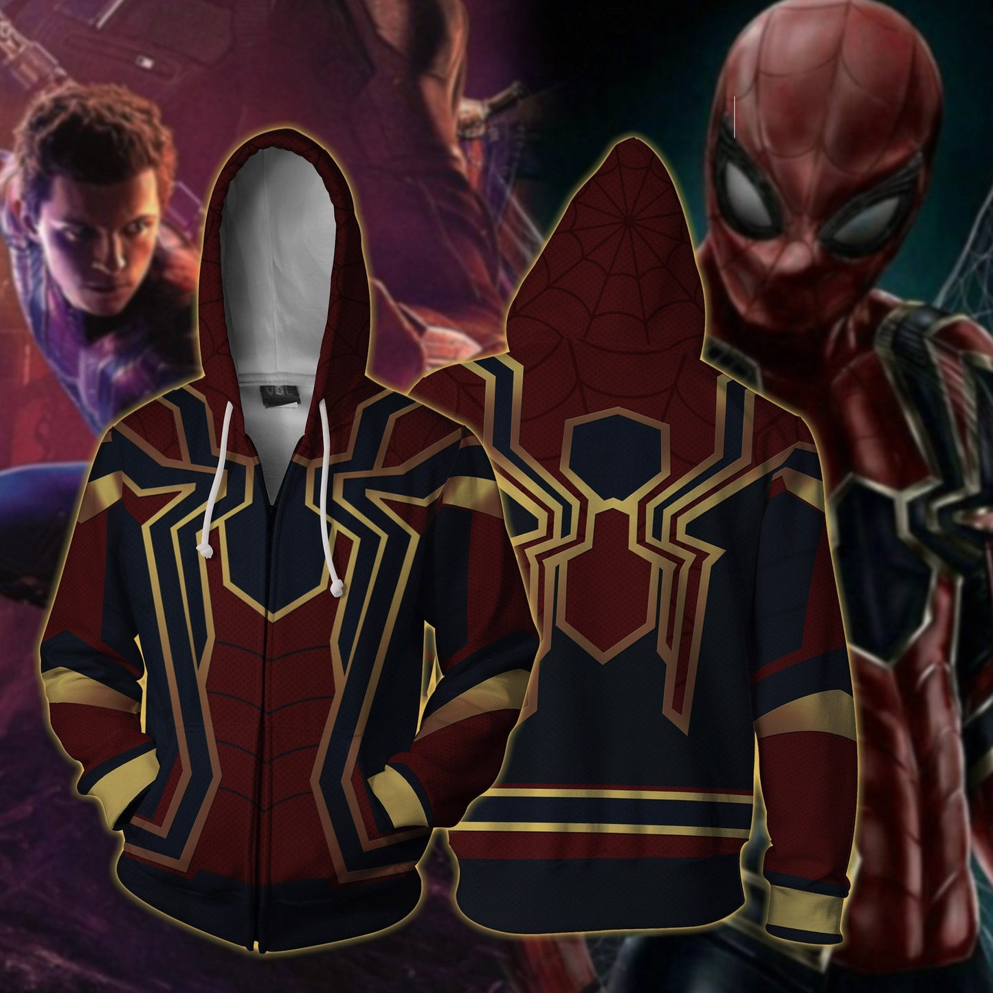 Spider-man: Homecoming Iron Spider Cosplay Zip Up Hoodie Jacket 5XL