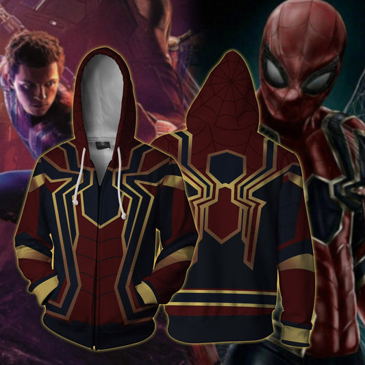 Spider-man: Homecoming Iron Spider Cosplay Zip Up Hoodie Jacket 5XL
