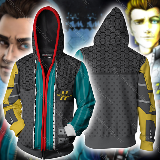 Borderlands Rhys Cosplay Zip Up Hoodie Jacket 4XL