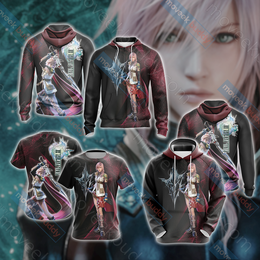 Final Fantasy XIII - Lightning Unisex 3D T-shirt Zip Hoodie
